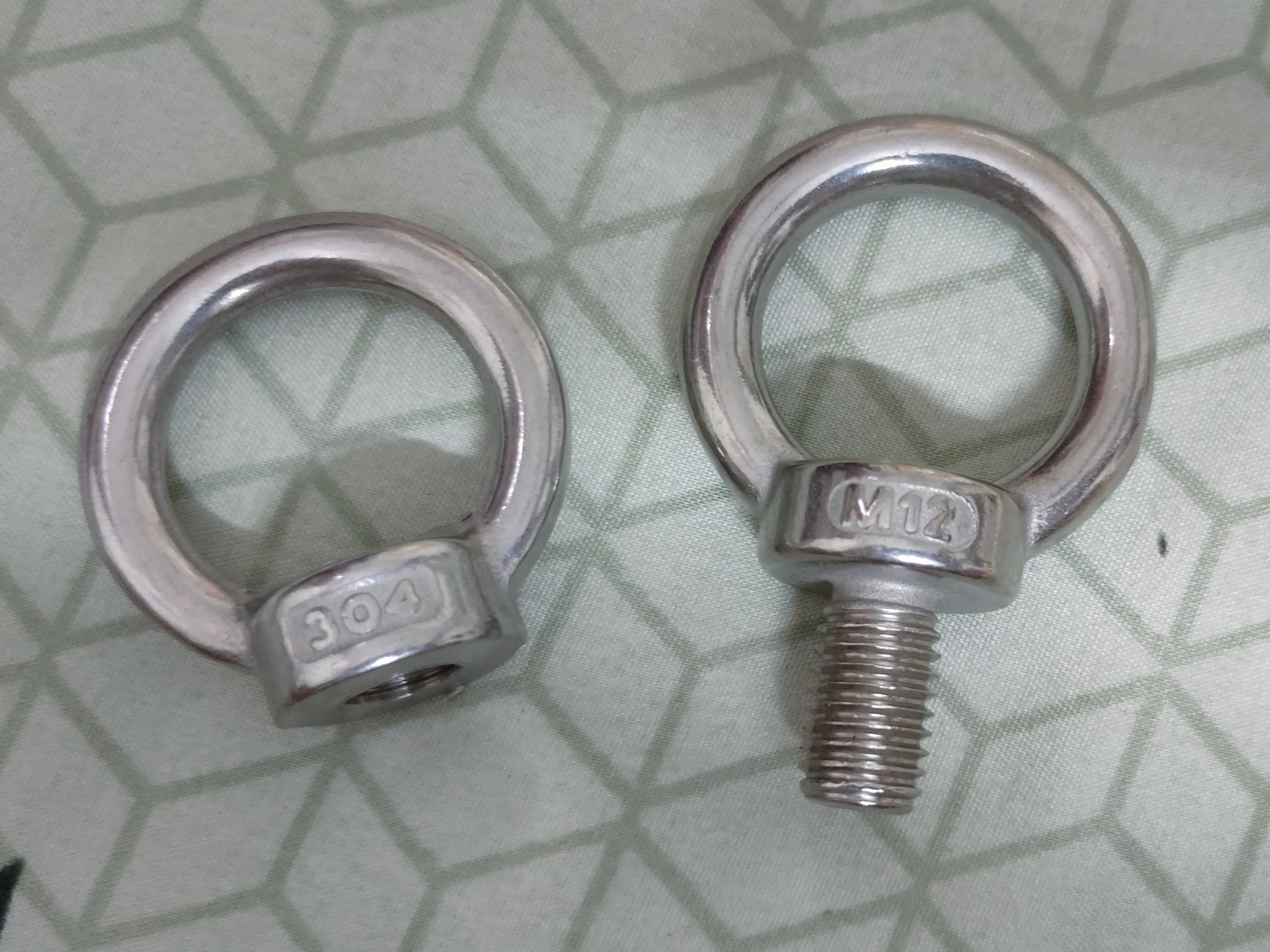 SS304 forged eye bolt DIN 580 product photo — hot forged with WLL marking on shank, supplied by KELOR Ahmedabad